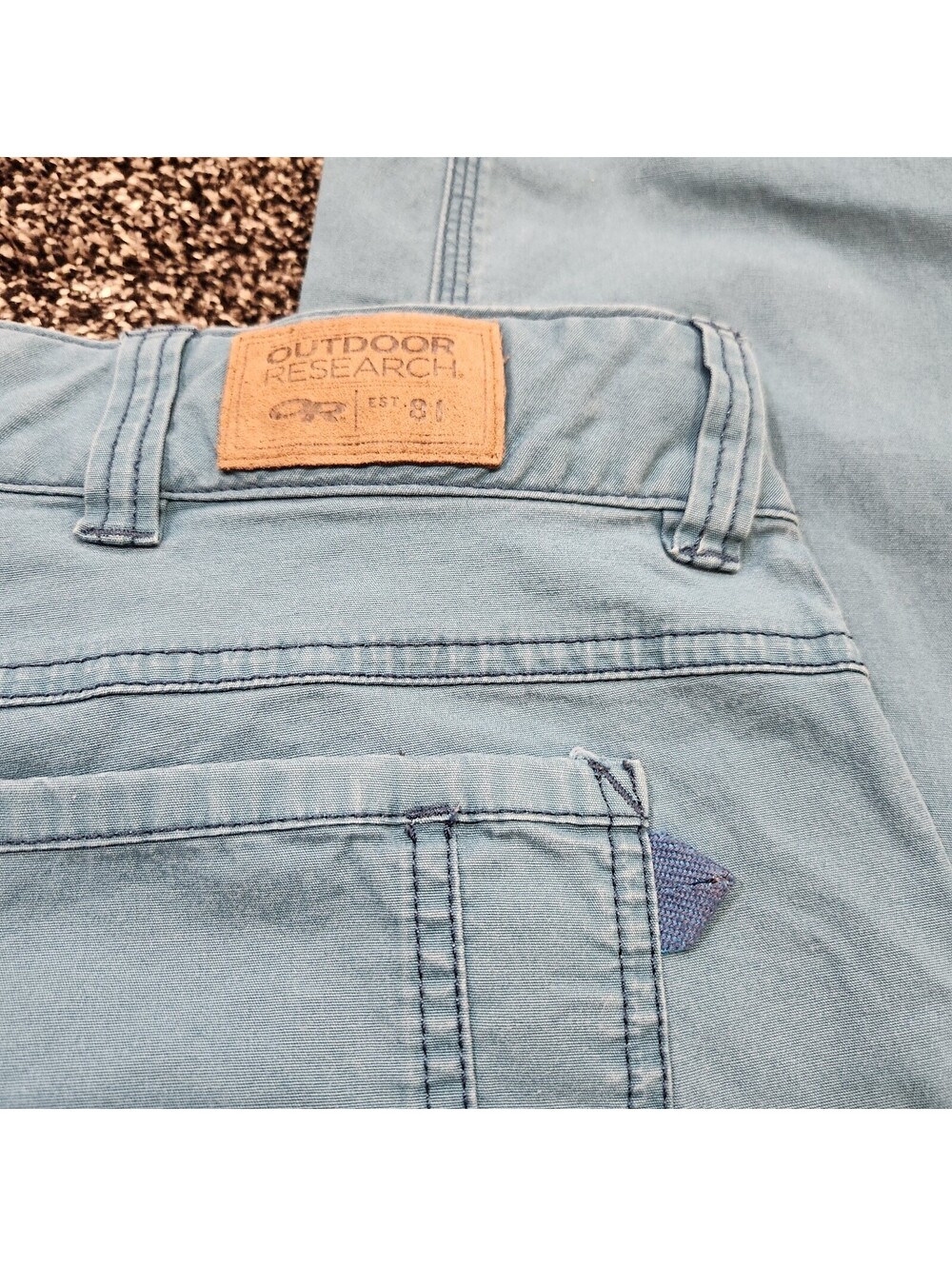Outdoor Research Wadi Rum Climbing Pants Men 34x32 Teal Blue Plaid Pocket Lining - Picture 11 of 15
